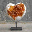 Stunning Heart Shape of Yellow Crystal Rock on a custom stand CH/083