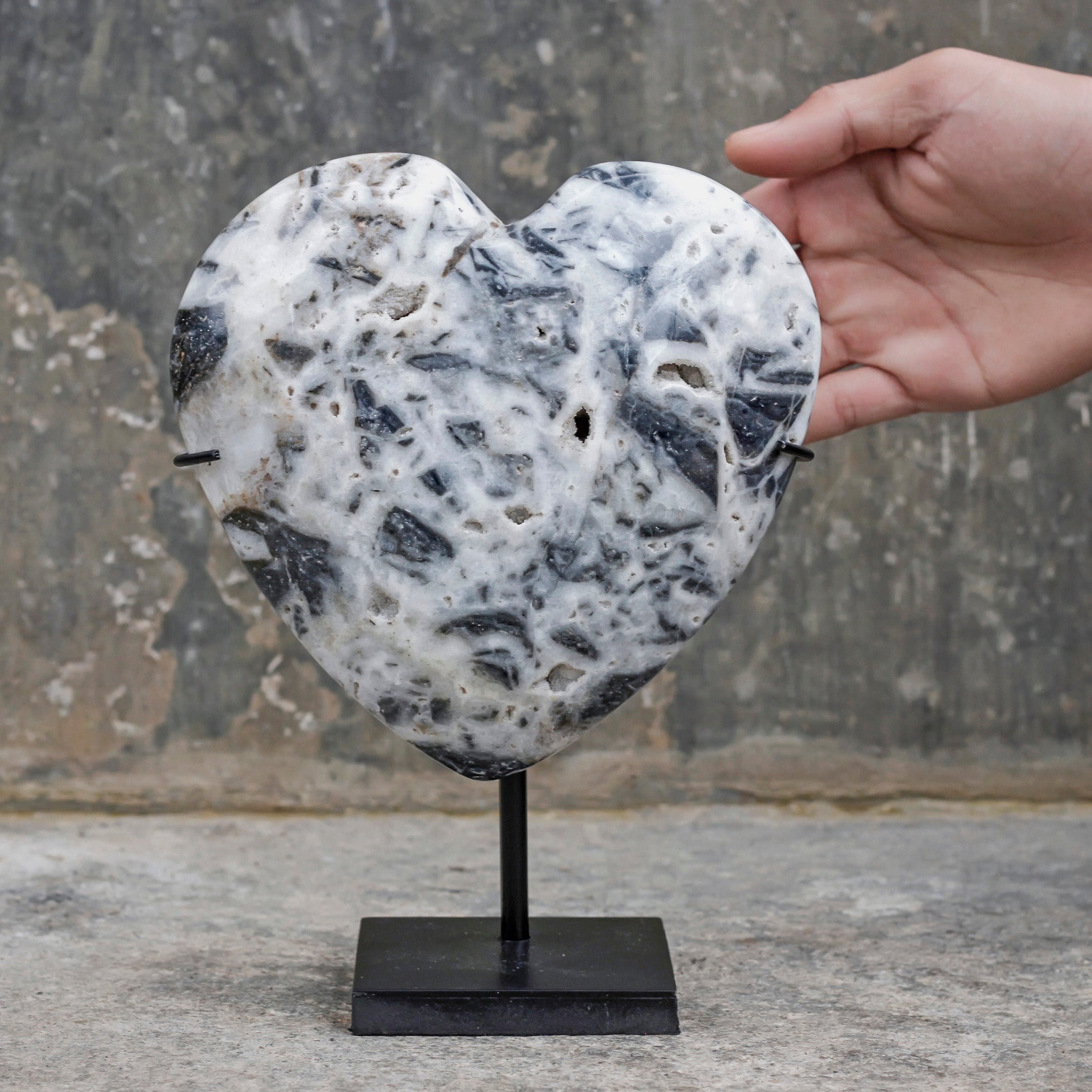 Wonderful Zebra Crystal Heart-Shaped on a custom stand CH/065