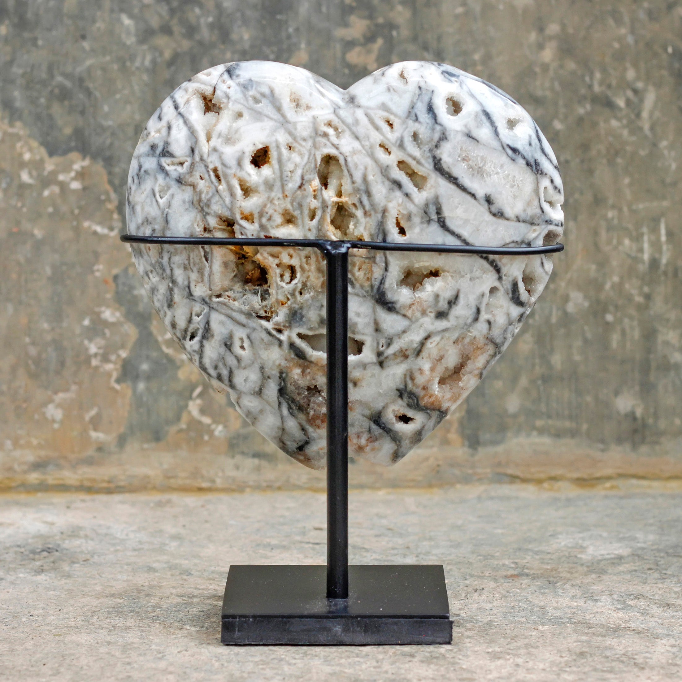 Wonderful Zebra Crystal Heart-Shaped on a custom stand CH/085