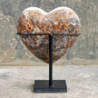 Stunning Heart Shape of Yellow Crystal Rock on a custom stand CH/081