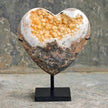 Stunning Heart Shape of Yellow Crystal Rock on a custom stand CH/081