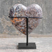 Stunning Heart Shape of Yellow Crystal Rock on a custom stand CH/089