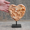 Stunning Heart Shape of Yellow Crystal Rock on a custom stand CH/089