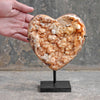 Stunning Heart Shape of Yellow Crystal Rock on a custom stand CH/089