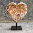 Stunning Heart Shape of Yellow Crystal Rock on a custom stand CH/075