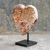 Stunning Heart Shape of Yellow Crystal Rock on a custom stand CH/075