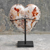 Stunning Heart Shape of Yellow Crystal Rock on a custom stand CH/075