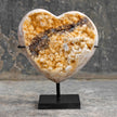 Stunning Heart Shape of Yellow Crystal Rock on a custom stand CH/059