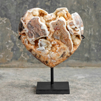 Stunning Heart Shape of Yellow Crystal Rock on a custom stand CH/080