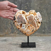 Stunning Heart Shape of Yellow Crystal Rock on a custom stand CH/080