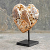 Stunning Heart Shape of Yellow Crystal Rock on a custom stand CH/080