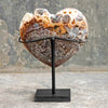 Stunning Heart Shape of Yellow Crystal Rock on a custom stand CH/080