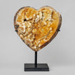 Stunning Heart Shape of Yellow Crystal Rock on a custom stand CH/099