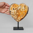 Stunning Heart Shape of Yellow Crystal Rock on a custom stand CH/099