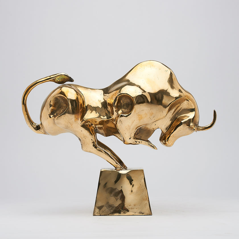 Cubist Bull Polished on a Base Large