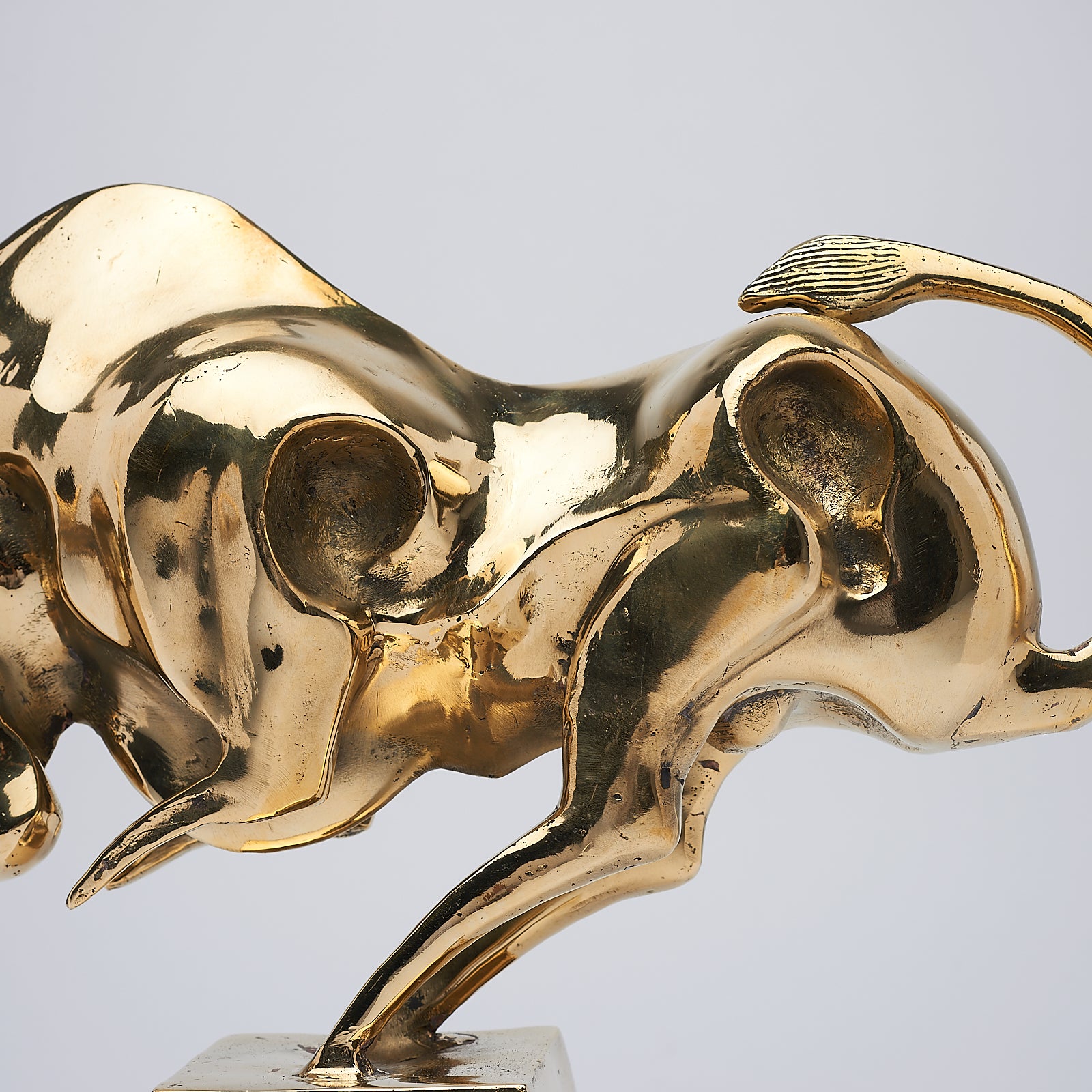 Cubist Bull Polished on a Base Large