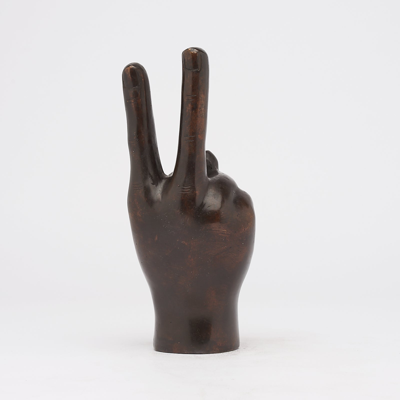 Hand Peace Brown Brass