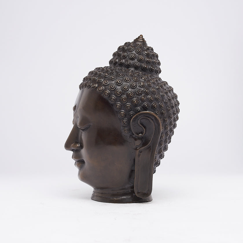 Buddha Head Brown Bronze Myanmar